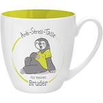 GRUSS & CO 45508 Tasse Anti-Stress pour Votre frère, 45 cl, Faite à Base de Porcelaine New Bone China, idéale comme Cadeau, Jaune, 9,5 cm