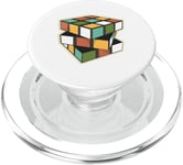 Puzzle rétro en forme de cube - Couleurs vives et géométriques PopSockets PopGrip pour MagSafe