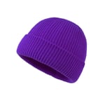 (Tumman violetti) 2024 Miesten Muoti Neulotut Hatut Poika Pääkallohattu Miesten Pipo Talvi Retro Brimless Baggy Melon Cap Cuff Docker Fisherman Asusteet