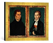 Kunst für Alle 'Encadré Image de Lucas Cranach Martin Luther, Catherine de Bora, c.1526, Art Impression dans Le Cadre de Haute qualité Photos Fait Main, 40 x 30 cm, Doré Raya