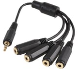 3.5mm Aux Splitter Stereo Jack Plug to 4x Sockets Lead 150mm