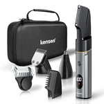 kensen Tondeuse Corps Homme, 4 en 1 Tondeuse Homme Partie Intime, Tondeuse Homme Cheveux Précision Étanche IPX6 Wet&Dry Rechargeable Avec Coupe-poil de nez et Coupe-cheveux pour barbe Aisselles Dos