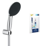 GROHE Vitalio Start 110 & QuickGlue S - Shower Set (Round 11 cm Hand Shower 2 Sprays: Rain & Jet, Anti-Limescale System, Hose 1.75 m, Wall Holder, Water Saving, Extra Easy to Fit), Chrome, 27950001