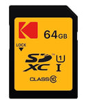 Carte SD 64 Go UHS-I U1 V10 SDHC/XC - Vitesse de Lecture 85MB/s Max - Vitesse d'Écriture 25MB/s Max - Stockage de Vidéos Full HD et de Photos Haute Définition - SD Card