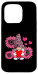 iPhone 15 Pro Cute Pink Gnome Sunflower Valentines Day Case