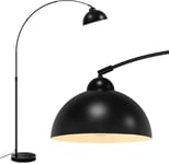 LuminexDesigns Lampadaire Arc pour Salon, Lampadaire Noir en Métal avec Abat-Jour en Aluminium Réglable, Base Lestée Stable, Interrupteur à Pied, et Compatibilité avec Ampoules Intelligentes