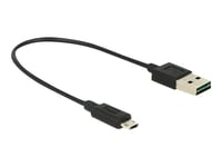 Delock - Usb-Kabel - Mikro-Usb Typ B (Hane) Till Usb (Hane) - Usb 2.0 - 20 Cm - Reversibel A-Kontakt, Reversibel Mikro-B-Kontakt - Svart