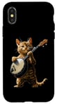 Coque pour iPhone X/XS Orange Cat Tabby Joueur de banjo Bluegrass