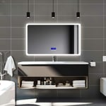 140x80cm Miroir salle de bain anti-buée led avec Bluetooth, Horloge, Date, Température avec 3 Couleurs - Biubiubath