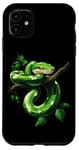 Coque pour iPhone 11 Amoureux Drôles De Python D'arbre Vert, Serpents, Reptiles