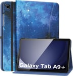 Coque Pour Samsung Galaxy Tab A9 Plus 11 Pouces 2023 (Sm-X210/Sm-X216/Sm-X218), Multi-Angles Étui En Cuir Pu Avec Dragonne, Poche Avant, Auto Réveil/Sommeil, Étoile Bleue