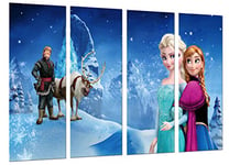 Cuadros Cámara Tableau photo La Reine des neiges, dessins animés, Elsa, Olaf, Hans, taille totale : 131 x 62 cm XXL