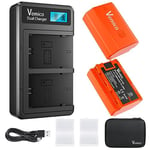 Vemico NP-FZ100 Chargeur de Batterie Kit 2X 2280mAh Batterie de Remplacement avec Chargeur Double LCD de Type C pour Alpha A7III/A7I V/A7R III/A9/A9r/A9s/A7R3/A6600 Caméras Digitales