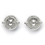 New Official Harry Potter Silver Tone Time Turner Stud Earrings