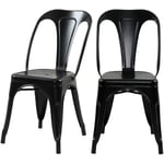 Rendez-vous Déco - Chaise en métal noir mat (lot de 2) - indus