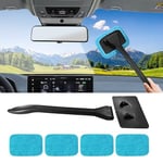 deemars Outil de Nettoyage de Vitres de Voiture, Nettoyant de Verre de Voiture, Kit de Nettoyage de Voiture Avec 4 Plaquettes et Poignée, Universal Car Outils pour la Plupart des Voitures (Bleu clair)