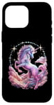 Coque pour iPhone 16 Pro Max licorne imaginative avec des étoiles