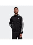 adidas Essentials Warm-up 3-stripes Track Top - Black/White, Blue, Size M, Men