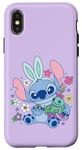 Coque pour iPhone X/XS Disney Lilo & Stitch Cute Easter Bunny Stitch and Scrump