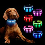 Light Up Dog Collar Rechargeable, LED Dog Collar Lights with 7 Colors Change 8 Lighting Modes Glow in the Dark, Adjustable Waterproof Flashing Collar for Small Medium Large Dog, Black M