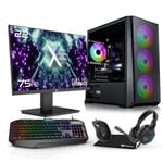 AWD-IT Air Mesh Intel i3 12100F Quad Core Radeon RX 6500 XT 4GB PC Monitor Package for Gaming