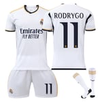 23/24 Real Madrid Barn- och Vuxen Jersey Sportswear Set med Strumpor No.11 RODRYGO 22