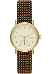 Skagen Kuppel Montre pour Femmes, Mouvement à Quartz avec Bracelet en Acier Inoxydable Ou en Cuir, Orange et Ton Or, 32Mm