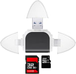 Lecteur De Carte Sd,Multi-Port Lecteur De Carte Sd Universelle 4 En 1,Micro Usb Otg Et Usb 2.0 Adaptateur,Pour Sd/Micro Sd/Tf,Compatible Avec Windows,Mac Os,Linux,Android (A).[P113]