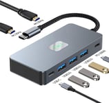 Station d'accueil USB C Double Moniteur, 7 en 1 Dock USB C Dual HDMI, HUB Macbook Pro, USB C PD 100W, USB C Data, 3 USB3.0, Adaptateur Multiport Type C pour MacBook,Dell, HP,PC