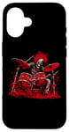 iPhone 16 Skeleton Drummer Guy Rock And Roll Band Rock On Drum Kit Case