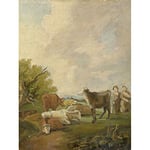 Artery8 After Gainsborough Figures Ands Cows Field Painting Large Wall Art Poster Print Thick Paper 18X24 Inch