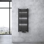 Sogood - doporro Radiateur de Salle de Bain Sèche-Serviette 120x50cm Radiateur Tubulaire Vertical Chauffage à Eau Chaude Gris-Noir