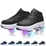 JZIYH Chaussures À roulettes avec 4 Roue Baskets Entraînement De Patins À roulettes Fitness Shoes LED s'allume Confortable Et Élégant Roller Skateboard,Noir,34