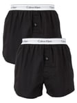 Calvin Klein2 Pack Logo Slim Fit Woven Boxers - Black/Black