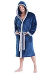 CityComfort Robe de Chambre Homme, Peignoir Homme en Polaire (Bleu, L)