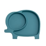 Mr. Wonderful - Assiette en silicone avec ventouse pour bébé - Eléphant bleu - Silicone 100% - compatible avec le lave-vaisselle et le micro-ondes