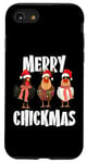 Coque pour iPhone SE (2020) / 7 / 8 Merry Chickmas Chapeau de Père Noël lumineux Motif poule