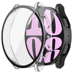 Misxi 2 Pièces PC Coque Compatible avec Samsung Galaxy Watch 6 40mm, Sensibilité élevée Case Protection d'écran pour Galaxy Watch 6, 1 Noir + 1 Transparent