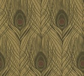 A.S Creation Luxury Peacock Bird Feather Wallpaper Roll Gold Dark Brown 36971-8