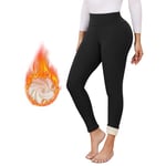 Vorvowry Legging Polaire Femme Hiver Chaud Thermique Pantalon Taille Haute Élastiques Doublé Polaire Leggings Femme pour Exercice de la Vie Quotidienne S Noir