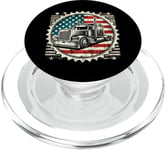 Semi-Trailer Trucker Big Rig American Flag Truck Driver PopSockets PopGrip for MagSafe