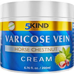 5kind Varicose Veins Cream 200ml - Packaging May Vary - Varicose Veins Treatment for Legs - Horse Chestnut Cream for Varicose Veins - Over 7 Natural Active Ingredients - Spider Vein Cream