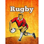Wee Blue Coo Poster mural avec ballon de rugby - Effet stressé - 30,5 x 40,6 cm
