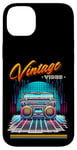 Coque pour iPhone 14 Plus Vintage Vibes Retro Lecteur de musique stéréo Synthwave