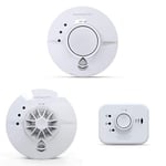 FireAngel Pro Connected Mains Powered Wireless Smoke Alarm x2, Heat Alarm + CO Alarm Kit