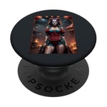 Bombasse clown maléfique, tueur en série féminin, motif Halloween. PopSockets PopGrip Adhésif