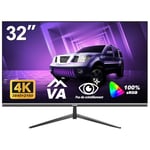 Gawfolk Écran PC 32 Pouces 4K UHD, Moniteur d’Ordinateur Ultra-Clair (3840×2160p), 100% sRGB, Angle de Vision de 178°, HDMI、Display Port, Compatible avec Montage Mural 100 * 100MM - Noir