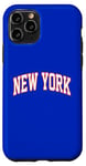 Coque pour iPhone 11 Pro Retro New York Hommes NY Bleu Orange Femmes Vintage NY Blanc Tee