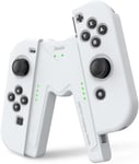 Chargeur Compatible Avec Joy Con Pour Switch Et Oled Model, Chargeur Jonstick Manette De Jeu Confortable Avec Indicateurs De Batterie,Blanc