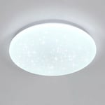 COMELY Plafonnier 24W Lampe de Plafond Ronde Effet Étoiles, Lustre LED Moderne pour Cuisine Chambre Enfant Couloir Salle De Bain - Blanc Froid 6000K